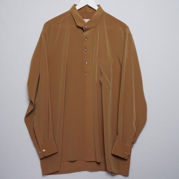 Men's Tan Dress Shirt with Rhinestone Accent Buttons 42 - Picture 2 of 7